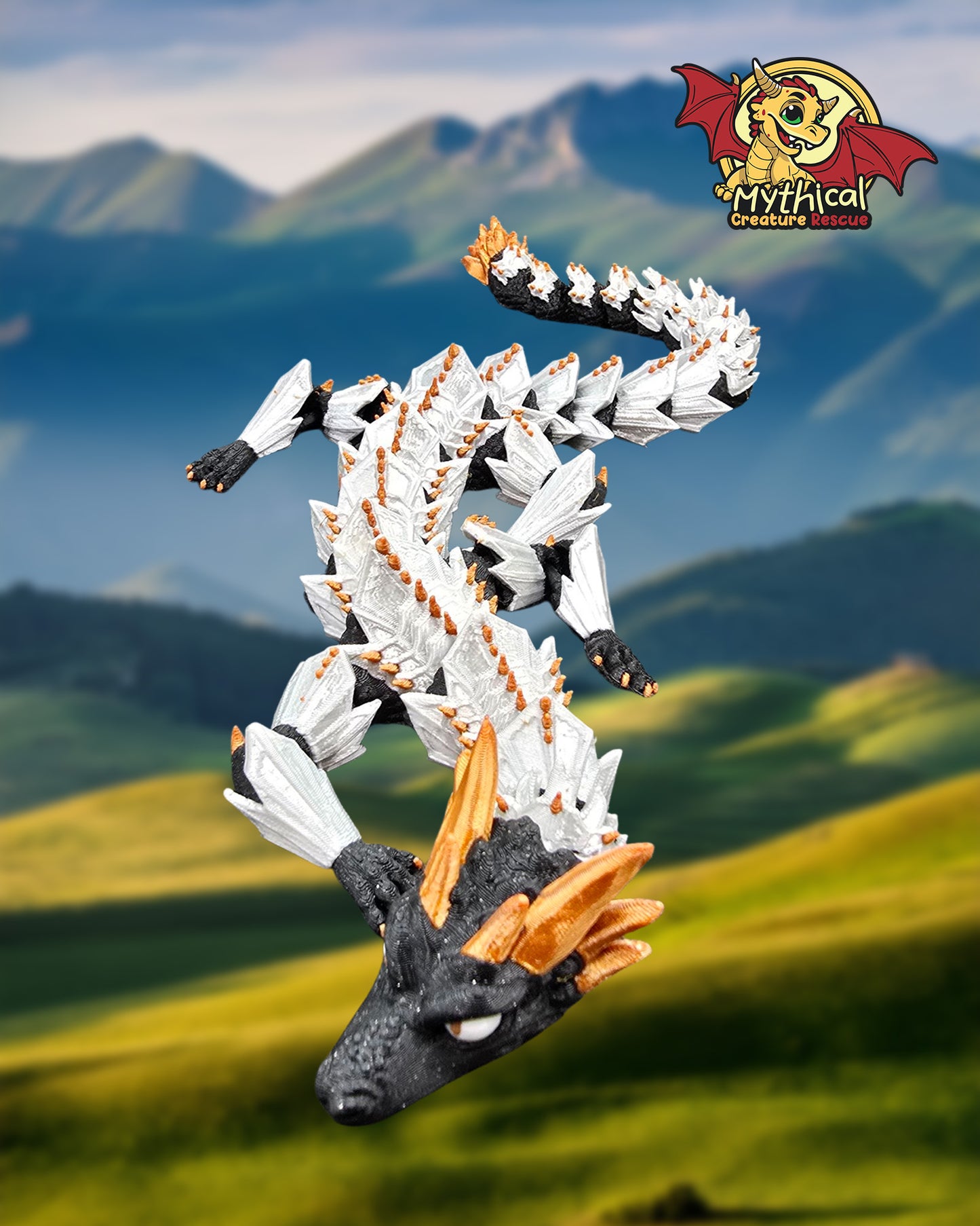Aldric Jr. Dragon and Tower Combo | Black with Silver and Gold Armor