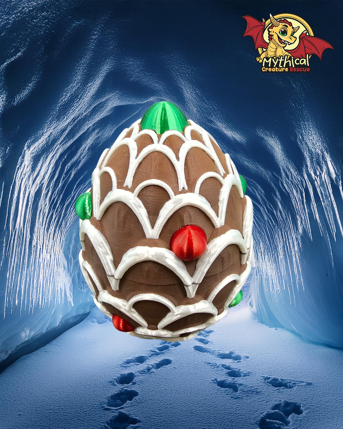 Ginny Dragon and Egg Combo (Brown with Red, Green, and White)