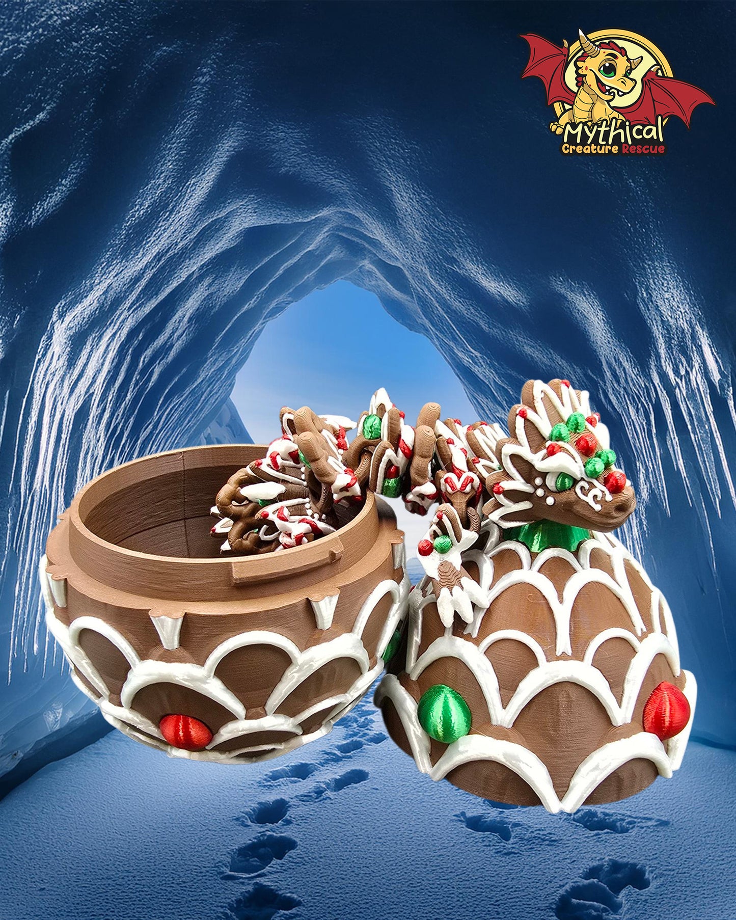 Ginny Dragon and Egg Combo (Brown with Red, Green, and White)