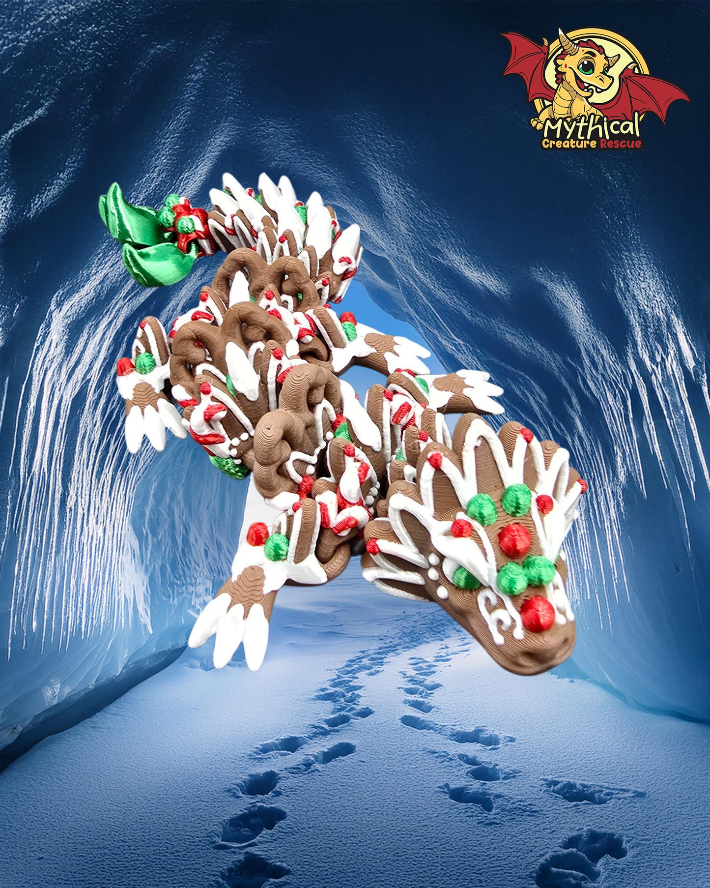 Ginny Dragon and Egg Combo (Brown with Red, Green, and White)