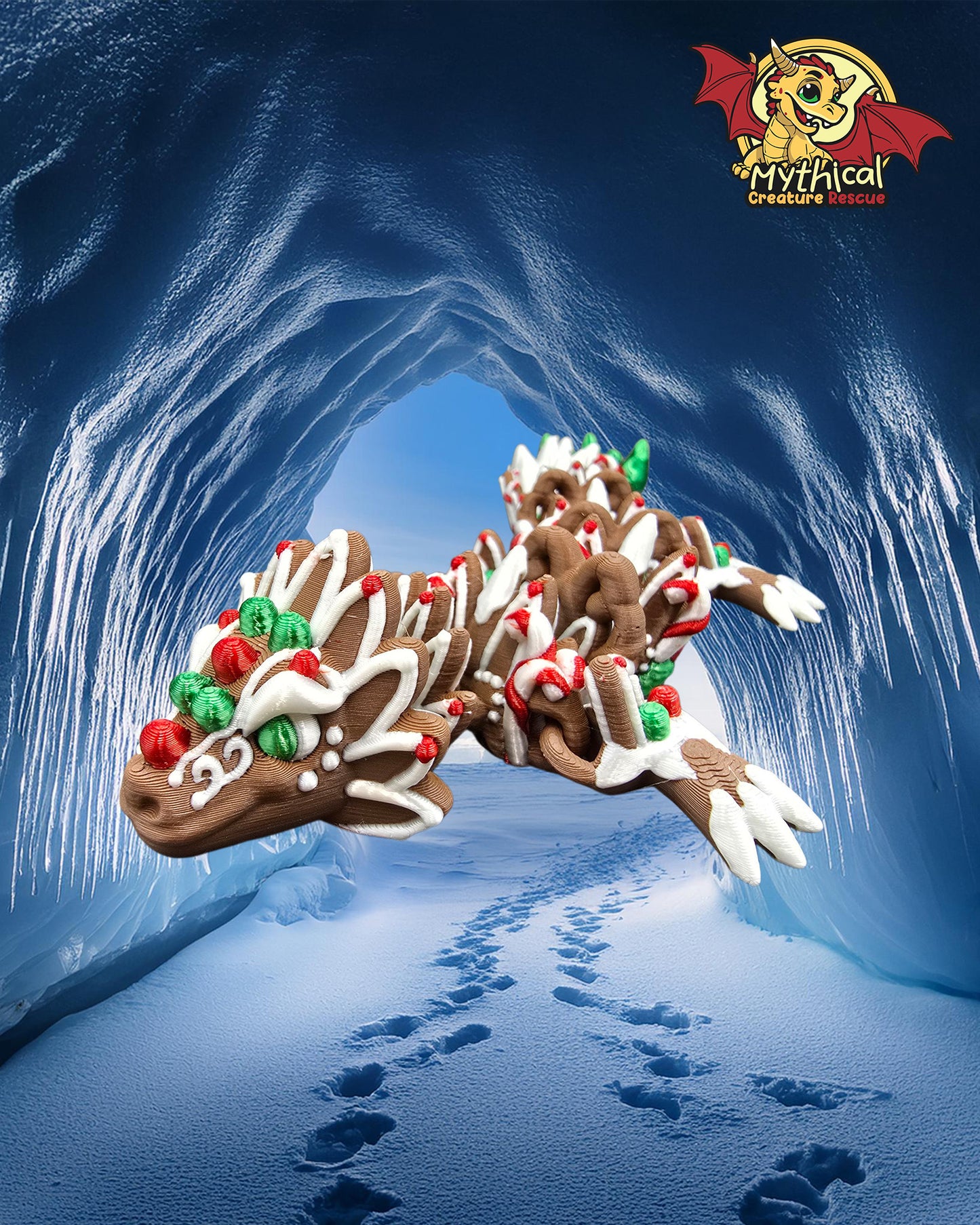 Ginny Dragon and Egg Combo (Brown with Red, Green, and White)