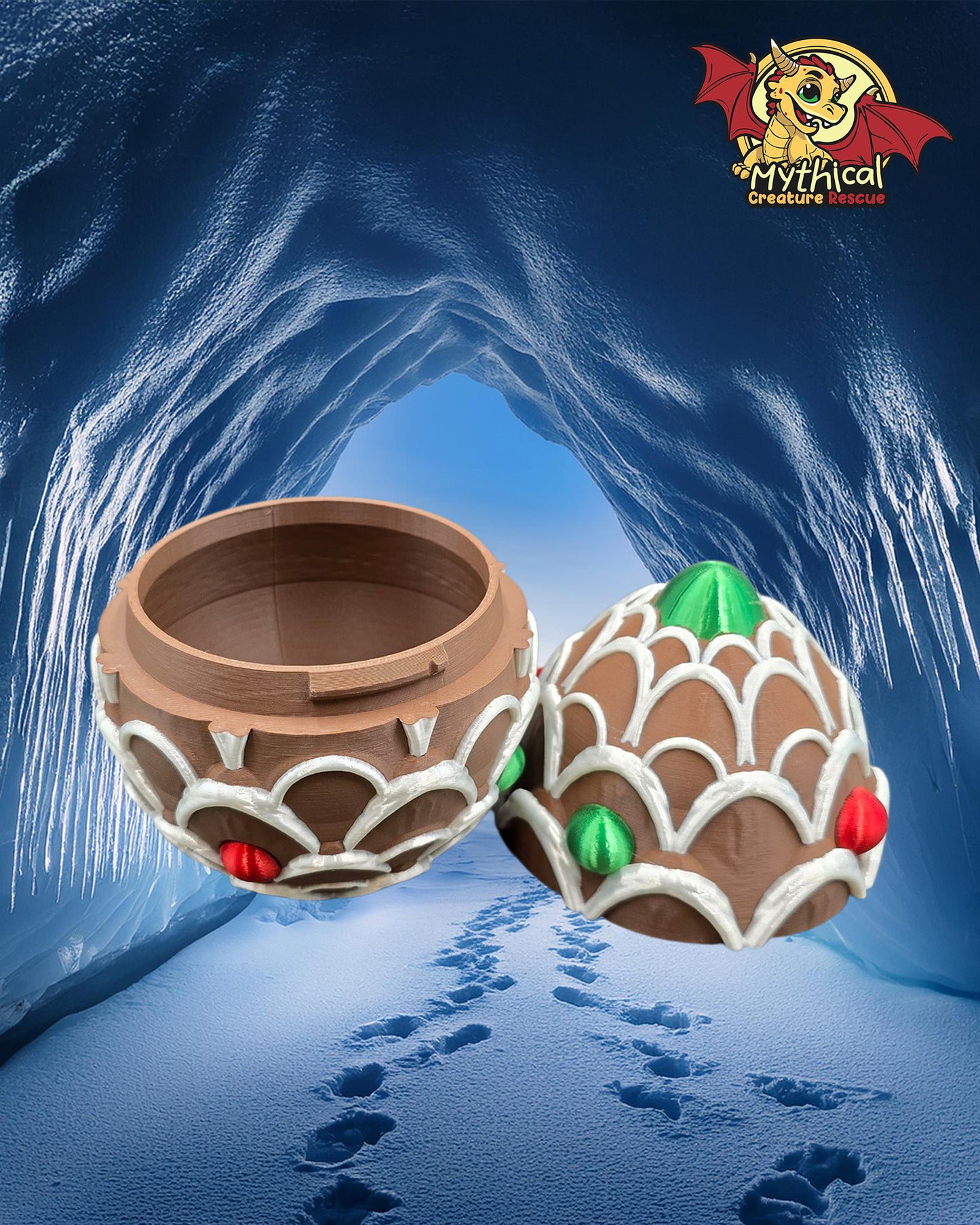 Ginny Dragon and Egg Combo (Brown with Red, Green, and White)