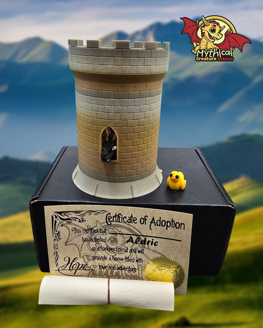 Aldric Jr. Dragon and Tower Combo | Black with Silver and Gold Armor
