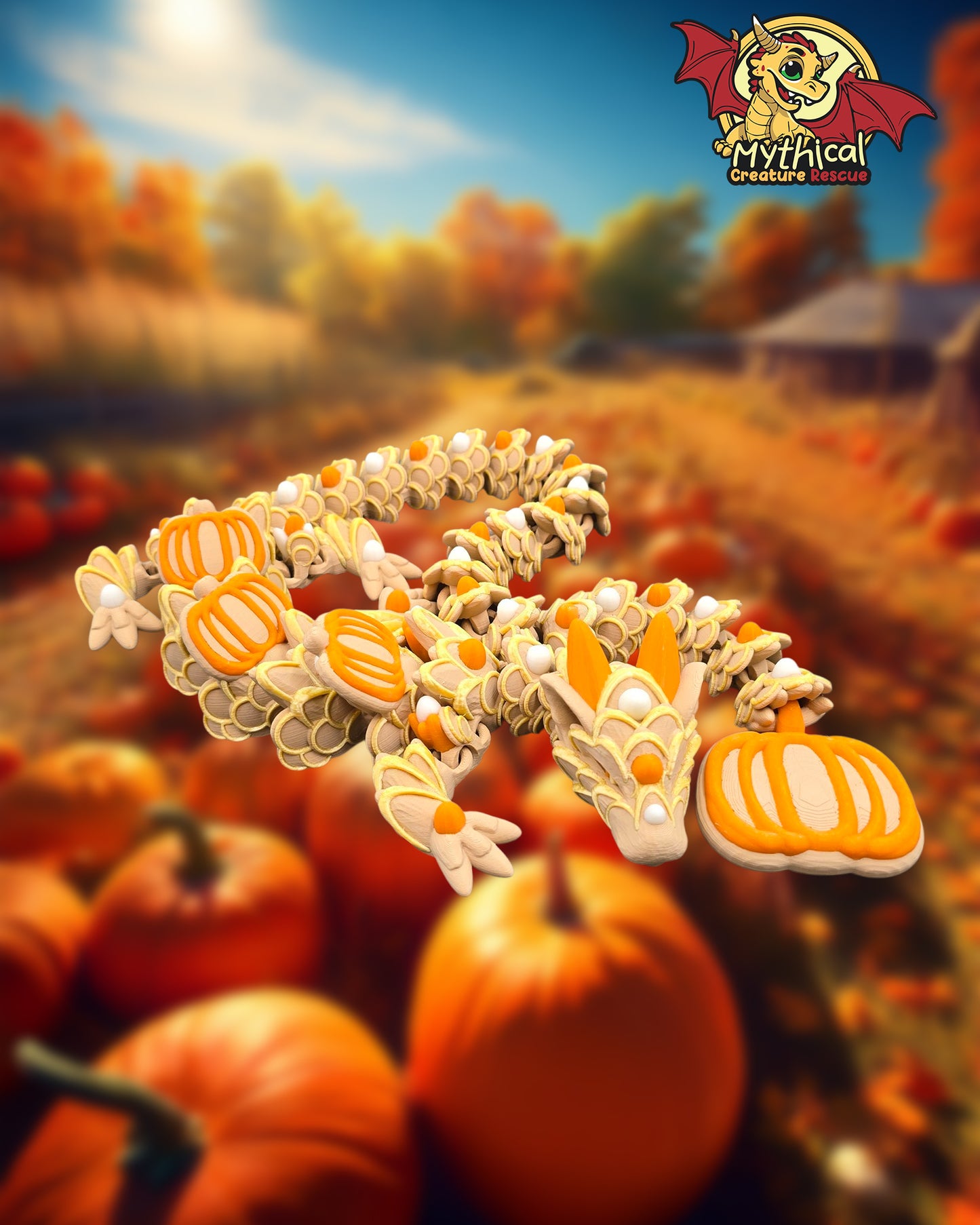 PATCH the Pumpkin Spice DRAGON | Articulated Dragon