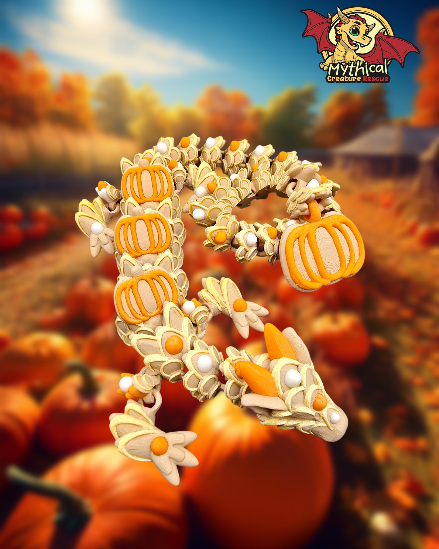 PATCH the Pumpkin Spice DRAGON | Articulated Dragon