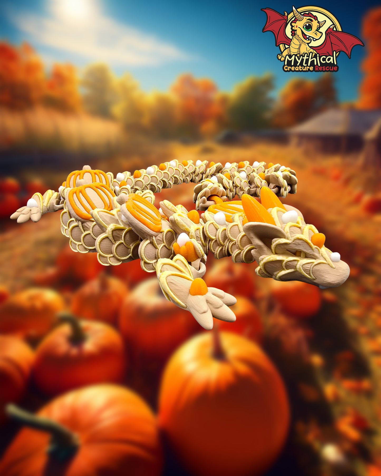 PATCH the Pumpkin Spice DRAGON | Articulated Dragon