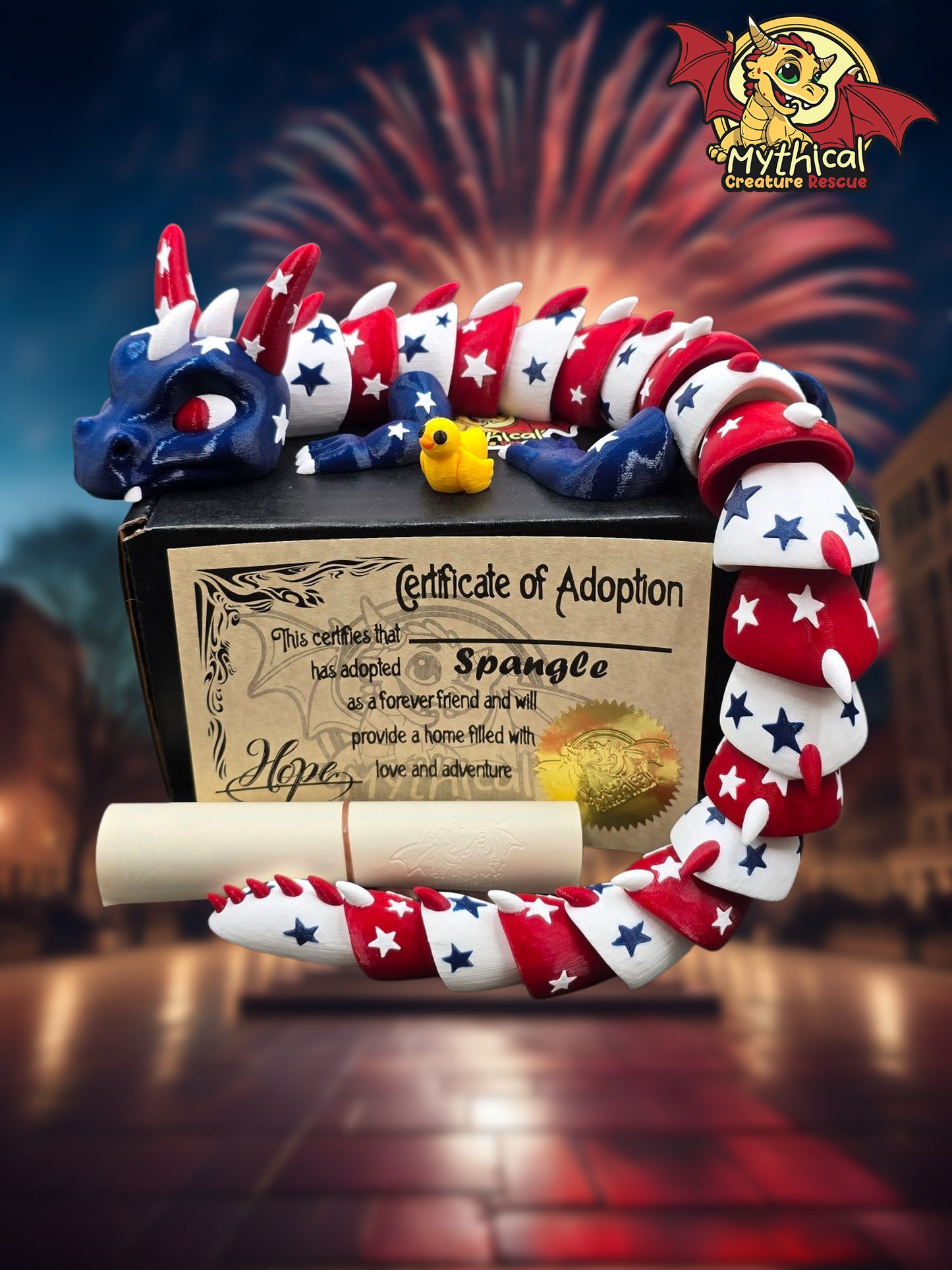 SPANGLE |Articulated Dragon | Red, White, and Blue