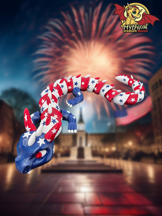 SPANGLE |Articulated Dragon | Red, White, and Blue