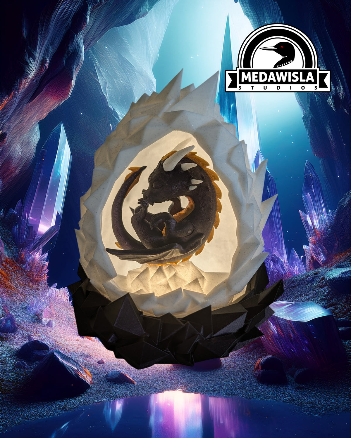 Crystalscale Dragon and Egg Table Lamp