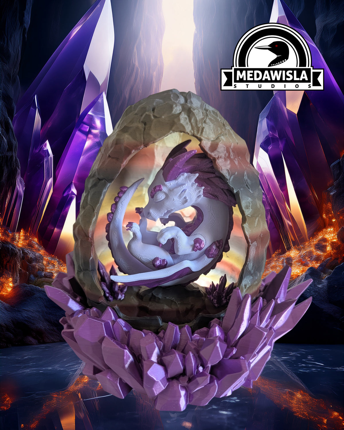Geodeheart Dragon and Egg Table Lamp