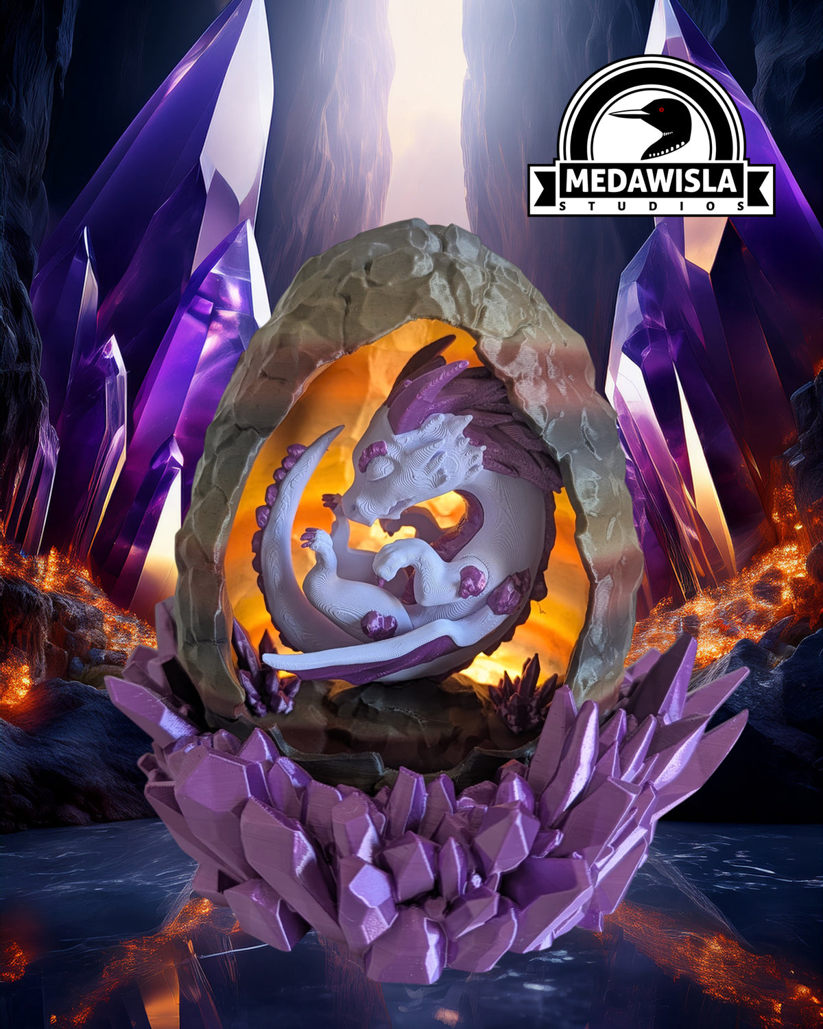 Geodeheart Dragon and Egg Table Lamp