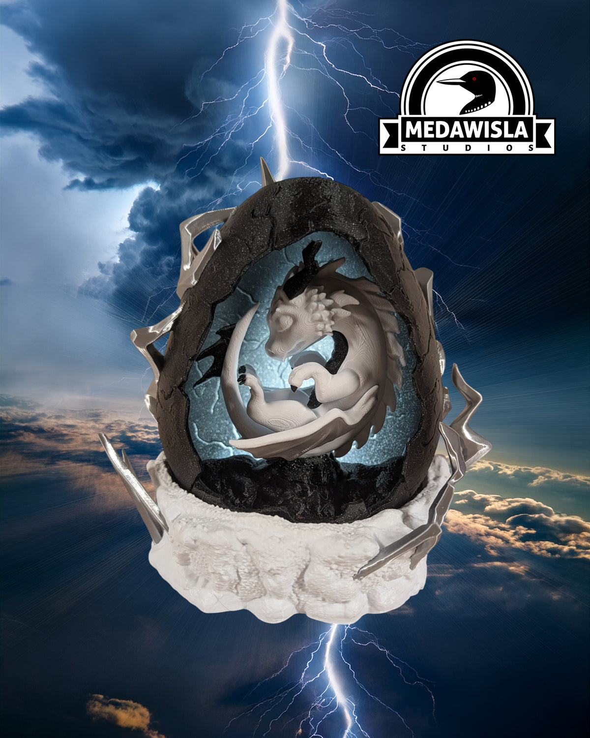 Thunder Bringer Dragon and Egg Table Lamp